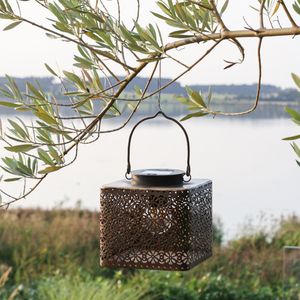 Hovedbilde Solcellelanterne LED p&aelig;re H14/L14/B14 cm antique ...