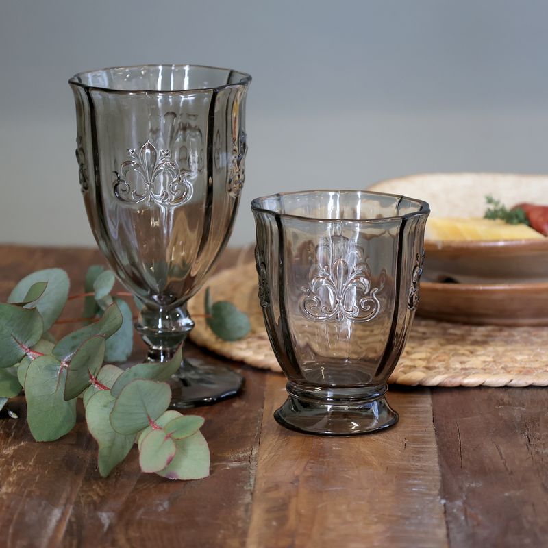 Saint-Émilion Vinglass m. mønster H16/Ø9 cm fransk grå