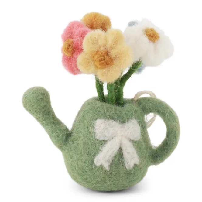 Hovedbilde Vannkanne med blomster. Støvgrønn