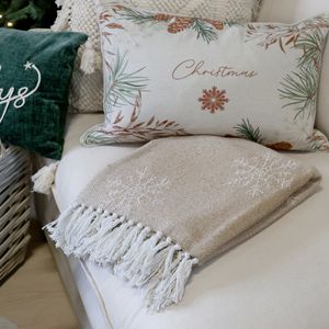 Hovedbilde Aix Pledd med  iskrystaller. Latte