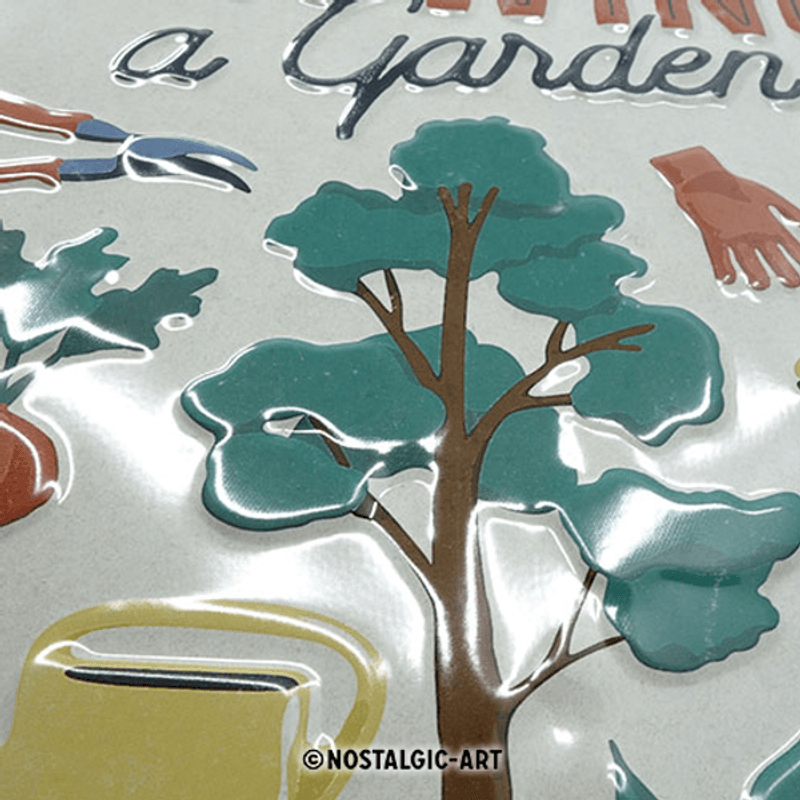 Growing a garden Metallskilt. 