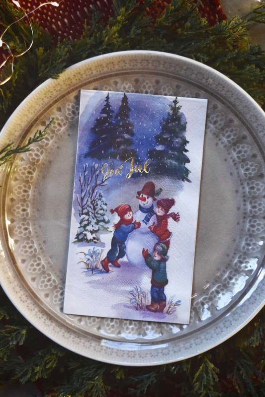 Serviett Buffet «God Jul» Barn Og Snømann