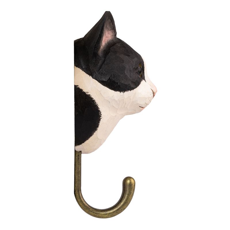 Håndspikket knagg Svart hvit Katt