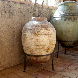 Hovedbilde Krukke av jern p&aring; stativ H76/&Oslash;50 cm antique creme